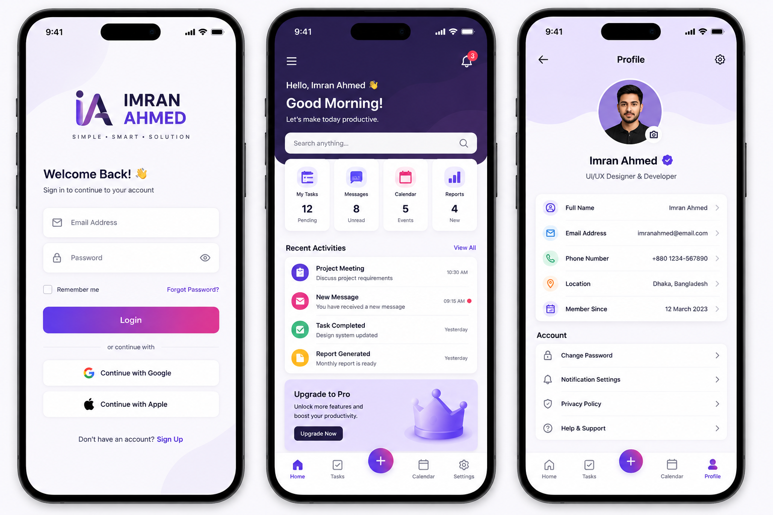 Modern Purple Productivity App Showcase